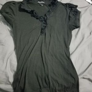 Fringe VNeck babydoll tee